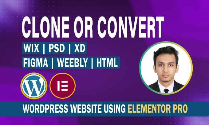 Gig Preview - Convert or clone figma, xd, wix to wordpress website