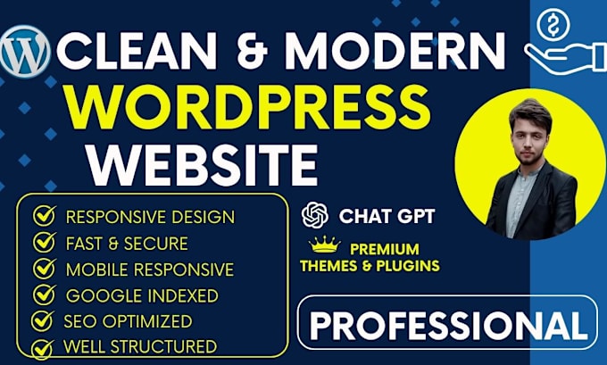 Gig Preview - Build a creative, clean and modern wordpress website