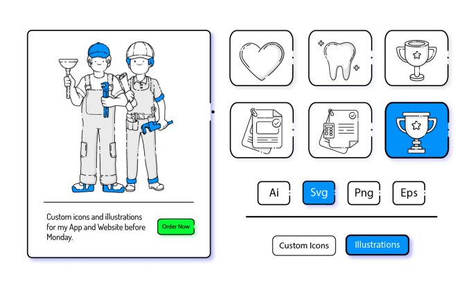 Gig Preview - Do custom svg vector line icons for your business