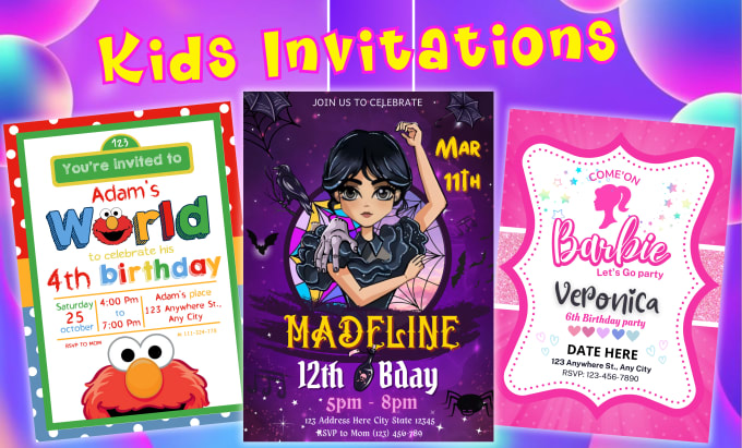 Gig Preview - Design a birthday invitation for kids, kids party invites