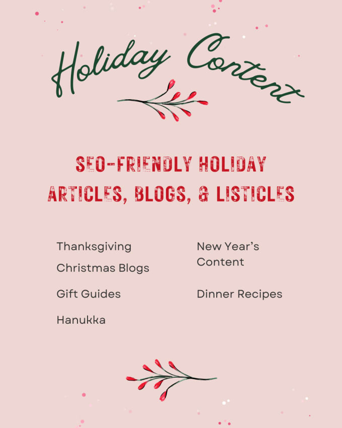 Gig Preview - Write insightful holiday content, christmas, hanukkah, gift guides