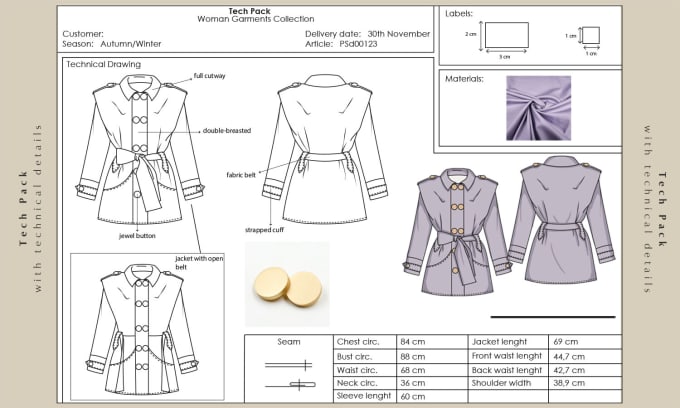 Gig Preview - Create factory support fashion tech pack designs