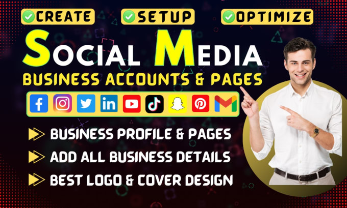 Gig Preview - Create set up and optimize all social media accounts and business page