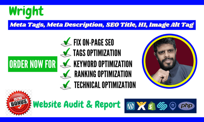 Gig Preview - Fix meta tag, meta description, title, h1, image alt for on page SEO