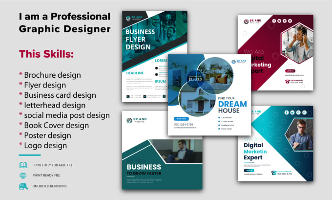 Gig Preview - Design a flyer, social media post, brochure, business card leaflet under 24 hour