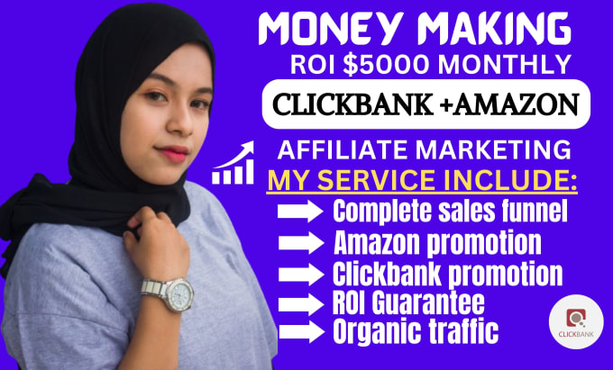 Gig Preview - Guarantee clickbank affiliate marketing amazon website sales funnel link promo