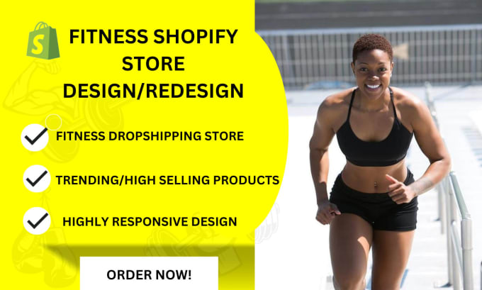 Gig Preview - Design redesign gym and fitness shopify dropshipping store or website in 72hours