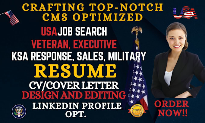 Gig Preview - Write usajobs federal military veteran government canada CEO cv and  resume