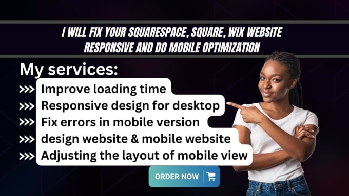 Gig Preview - Fix your squarespace square wix website responsive and do mobile optimization