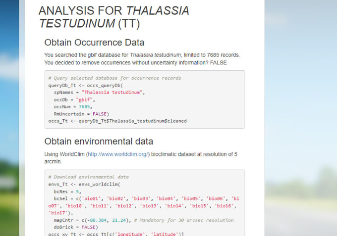 Gig Preview - Species distribution model with r studio