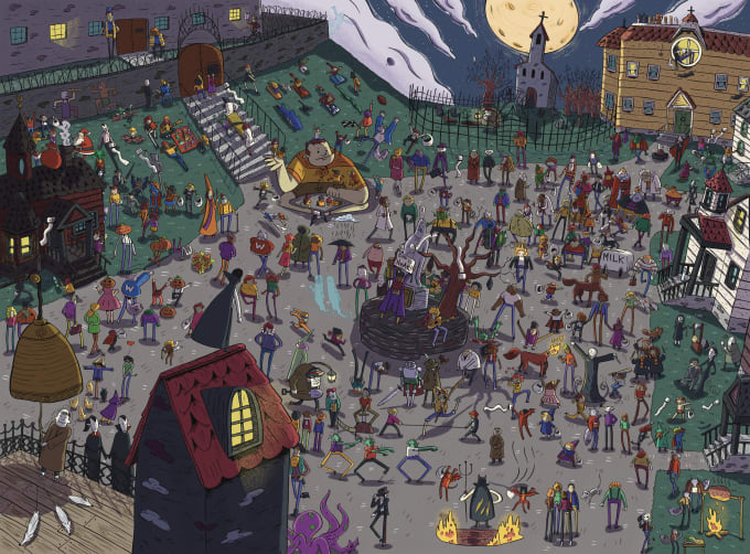 Gig Preview - Draw you search and find illustration where is waldo style