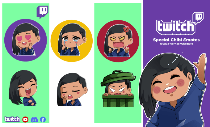 Gig Preview - Create custom cute chibi emotes for twitch, youtube, discord