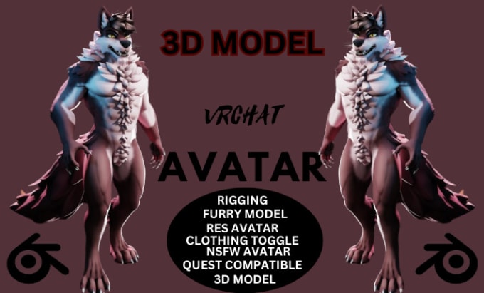 Do vrchat avatar, fursona, furry avatar, nsfw 3d model for vtuber, vrchat,  vr by Hayomhideavatar