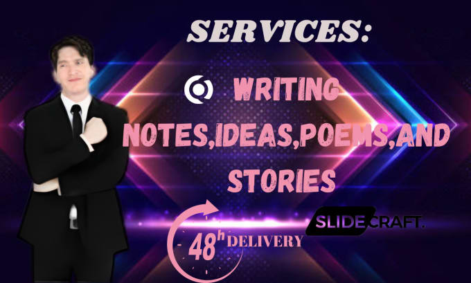 Gig Preview - Write a notes , stories , ideas , poem about any subject