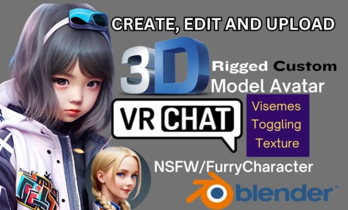 Gig Preview - Create or edit vr chat avatar model, 3d model for vr chat