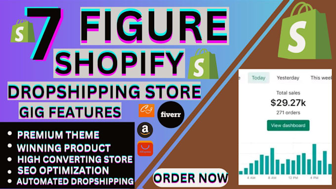 Gig Preview - Build 7 figure shopify dropshipping store, shopify store or shopify website