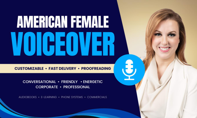 Gig Preview - Record a professional female american english voiceover