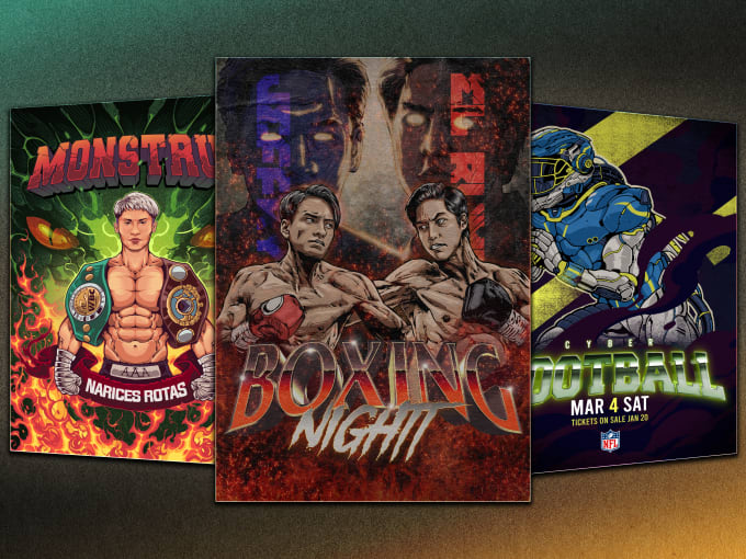 Gig Preview - Create illustration sport poster for boxing, ufc and others