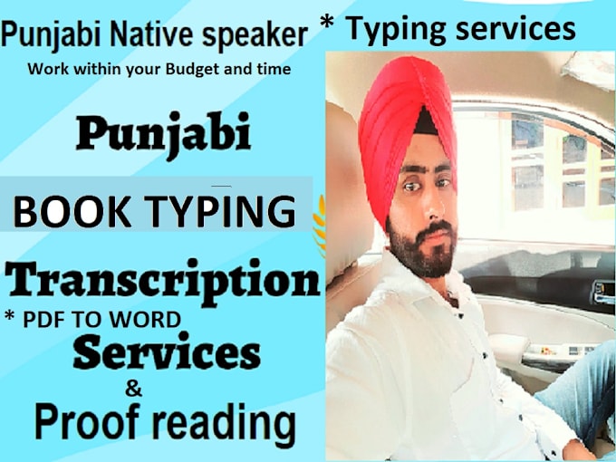 Gig Preview - Do fast punjabi english typing job of pdf, books