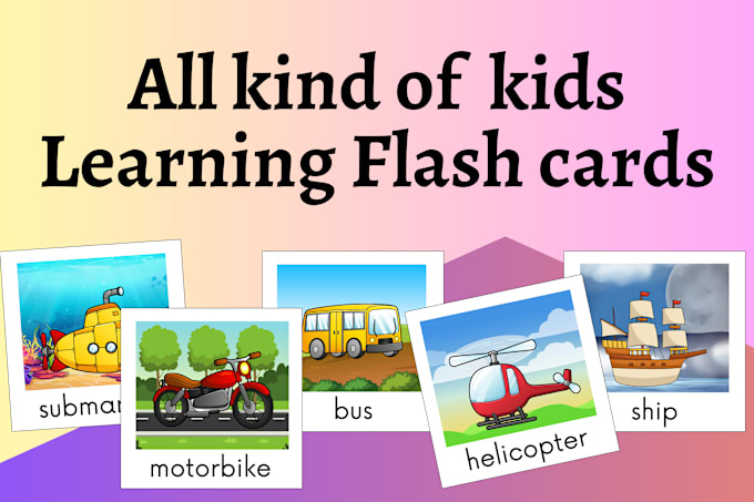 Gig Preview - Design printable flashcards for kids