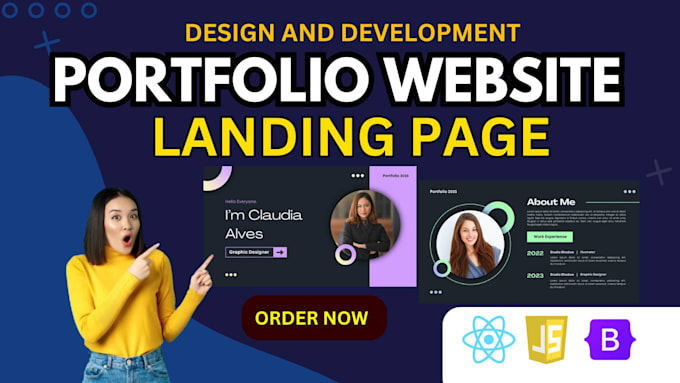 Gig Preview - Design a personal portfolio website and landing page website reactjs