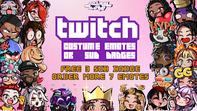 Gig Preview - Draw custom cute twitch emotes for twitch, discord, vtuber in 24h deliver