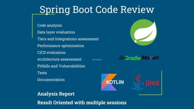 Gig Preview - Review your spring boot application code quality to report audit issues to guide