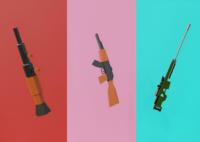 Gig Preview - Model 3d low poly weapons for games or animations