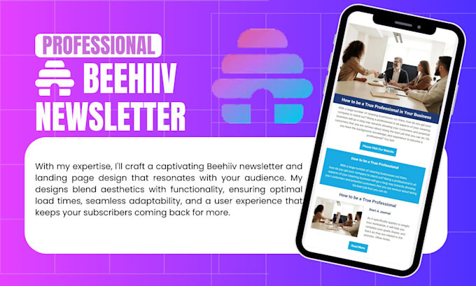 Gig Preview - Setup beehiiv newsletter landing page design behive website ia newsletter design