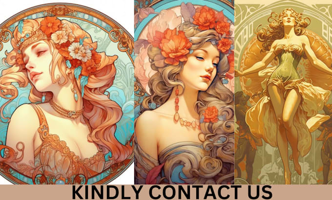 Gig Preview - Draw neotraditional art nouveau illustration, vintage poster, logo in art deco