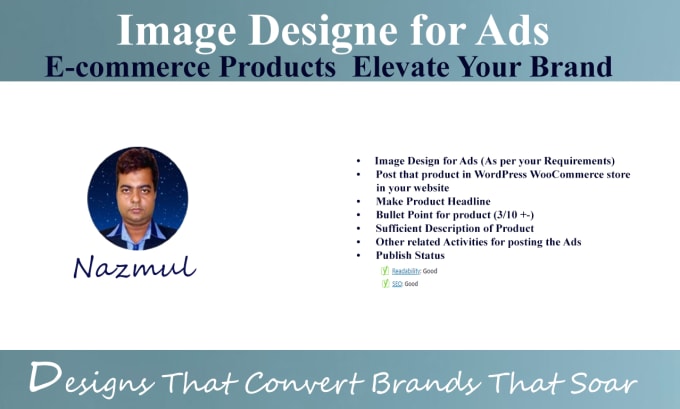 Gig Preview - Design images for ads and ecommerce products with posting