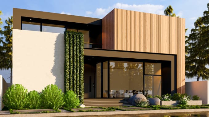 Gig Preview - Create a beautiful 3d design of exterior and its rendering