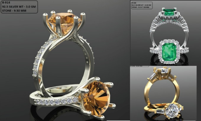 Gig Preview - Provide 3d cad model jewelry design with realistic renders