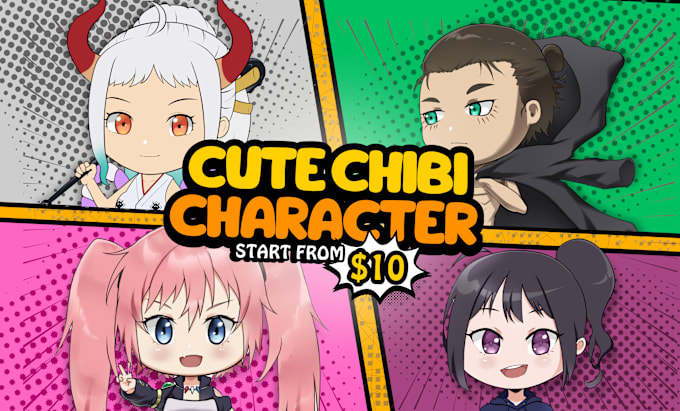 Gig Preview - Draw cute chibi anime character designs for profile striping and stickers