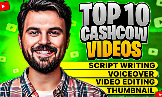 Gig Preview - Create top 10 cash cow videos, faceless youtube video editing