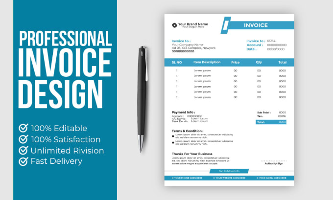 Gig Preview - Make invoice xero price list letterhead and bills design