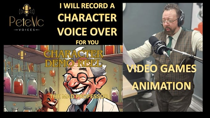 Gig Preview - Voiceover male character voices for video games, cartoons