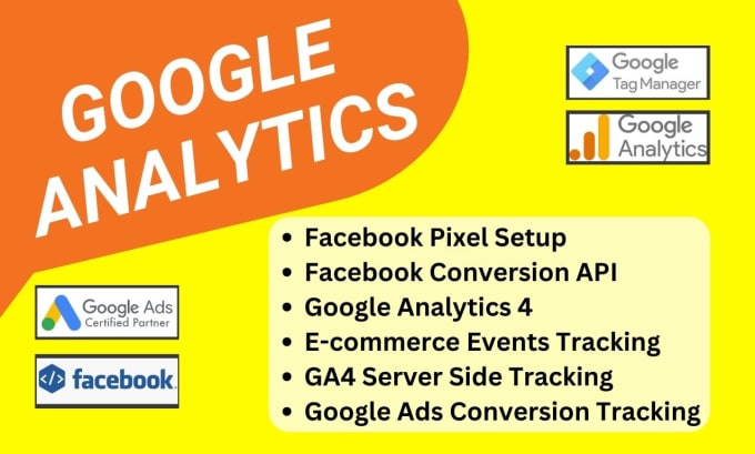 Gig Preview - Fix or setup google analytics 4 facebook pixel, conversion API tracking, ga4