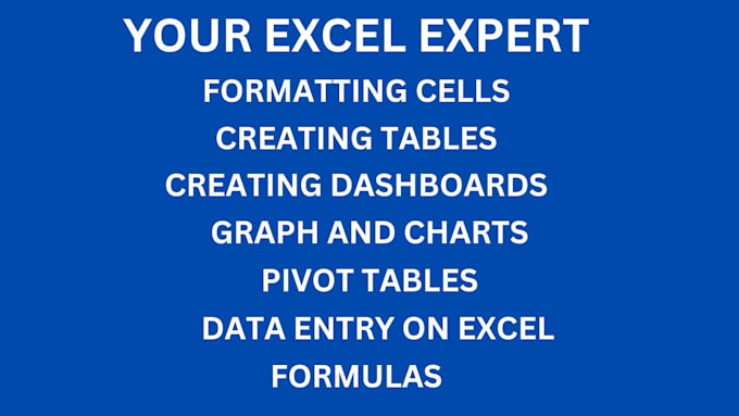 Gig Preview - Be your excel expert, data entry, formulas, pivot tables