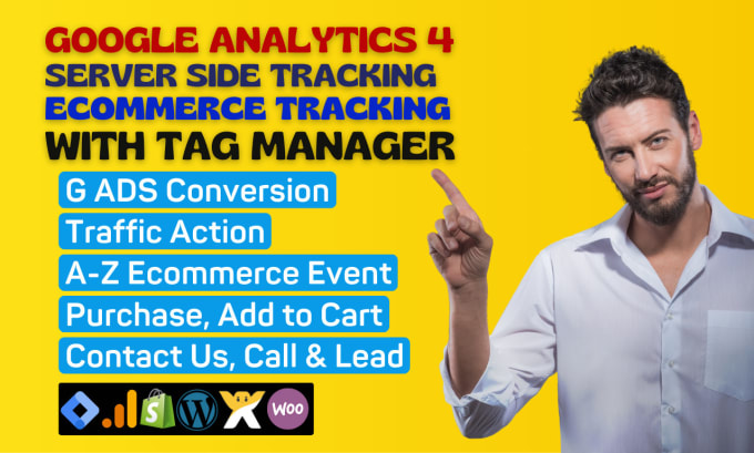 Gig Preview - Setup google analytics 4 server side tracking, ga4 ecommerce tracking via GTM