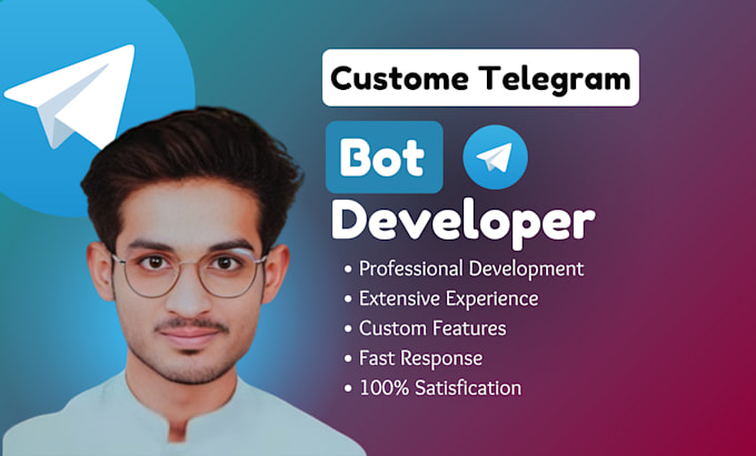 Gig Preview - Develop telegram bot for you custom telegram bot developer