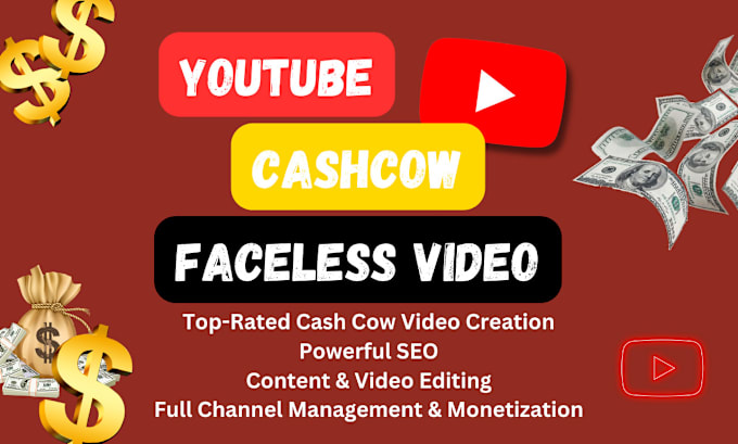 Gig Preview - Create cash cow youtube automation channel monetization with faceless video