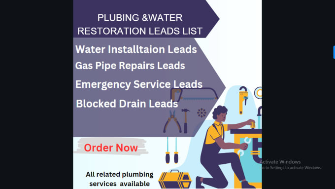 Gig Preview - Do plumbing water damage water restoration home contractor leads list