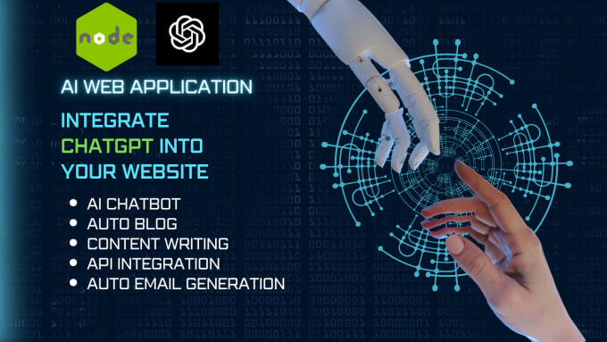 Gig Preview - Integrate chatgpt openai API in nodejs website for auto blogs and ai chatbot