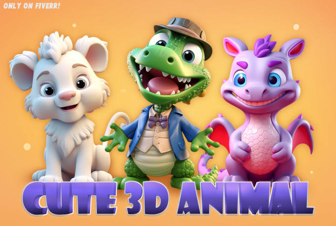 Gig Preview - Design cute 3d modeling animal or character for 3d game, animation and rendering