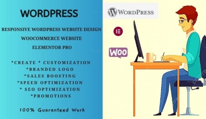 Gig Preview - Do responsive wordpress website design, woocommerce website, elementor pro