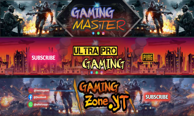 Gig Preview - Design youtube channel gaming banner,professional banner