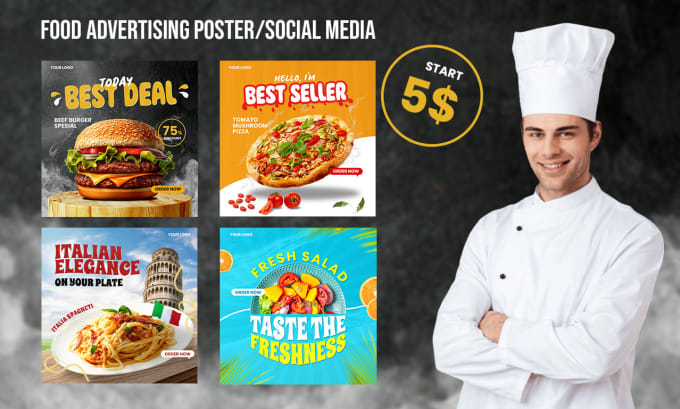 Gig Preview - Design creative food posters to showcase your dishes and offers