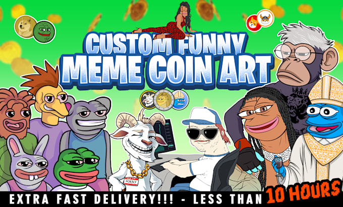 Gig Preview - Draw custom meme coin art for your website and social media