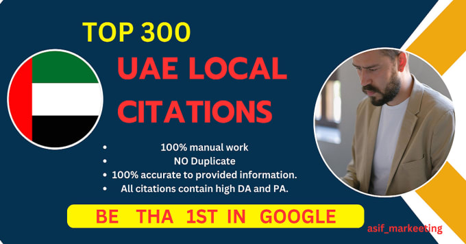 Gig Preview - Do uae, dubai local citations and directory submissions for local SEO